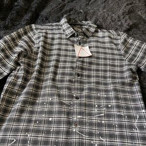 Men’s black and grey flannel with white dots still brand new never worn